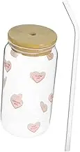 EXHUMKY Borosilicate Glass Drink Cup with Lid Straw for Juice Iced Coffee and Tea Easy to Clean for Home Office Use