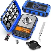 Newset AMIR Digital Milligram Scale, 50/0.001g High-Precision Pocket Jewelry Scale, LCD Backlit Display, 6 Units, Auto Off, Tare with 20g Calibration Weights Tweezers (Batteries Included) - Blue