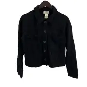 Anthropologie t.la Black Button Front Cropped Knit Top XS New