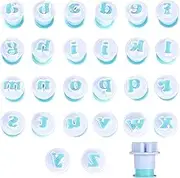 Fyvadio Cookie Stamp Impress, 26PCS Cookie Cutters Alphabet Letter, Fondant Alphabet Letters Cutter Cake Biscuit Mold Letter Shape DIY Cookie Biscuit Cake Tool Embosser Cutter (Lower case Letters)