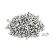200pcs M2 x 4mm Knurled Shank Round Head Aluminum Solid Rivet Silver Tone