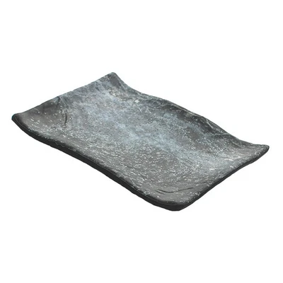 G.E.T. 15005062007 Endure Weathered Pewter Melamine 5.3" x 3.9" Platter - 1 Doz