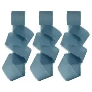 1-1/2"x15 Yd Handmade Fringe Cotton Ribbon Frayed Ribbons Light Blue 3 Roll