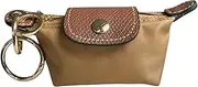 Mini Zipper Pouch Keychain | Coin Purse | Pouch for Essentials | Functional | Keychain | Bag Charm | Card Holder | Cash Pouch | Genuine Leather and Nylon, Brown, Keychain, Functional, Fashionable,