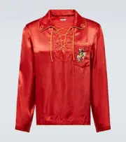 [Bode] Bode Bronco embroidered shirt UK 16 red