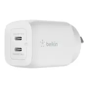 Belkin BoostCharge Dual USB-C GaN 65W Wall Charger Adapter For Apple/Samsung WHT