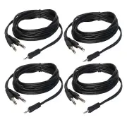 4Pcs 6ft 3.5mm Male Stereo Cables to Dual 1/4" Male Mono TS DJs Y-Splitter Cable