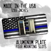 Thin Blue Line Flag Law Enforcement Rank Insignias Aluminum License Plate