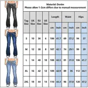 Women's Bootcut Jeans Stretchy Denim Pants Ladies Low Waist Flared Trousers Denim Blue 2XL