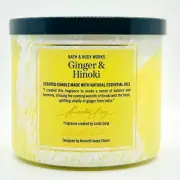 Bath & Body Works GINGER & HINOKI Japanese Large 3 Wick Scented Candle 14.5 oz