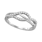 14k White Gold Round Diamond Woven Strand Band Ring 1/4 Cttw