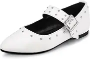 [PANDANINJIA] Girls Dress Shoes Studded Mary Jane Ballet Flats for Girl Pointed Toe Little Big Kid Flower Girl Party Formal Wedding Shoes