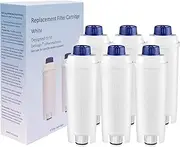 6 Pack Water Filter Replacement for DeLonghi Filter DLSC002 ECAM 22.110,Esam,ETAM, DLS C002,SER3017,5513292811,EC680,EC800