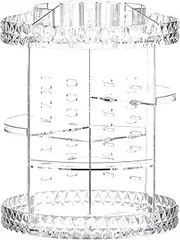 Leona Co Acrylic 360 Degree Rotating Makeup Organizer, 3 Tier Adjustable Spinning Cosmetic Storage Cases and Make Up Holder Display Cases for Perfume, Skincare, Lotions, Lipstick
