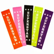 100 Superstar Satin Award Ribbons - Mixed Colours - Metallic SILVER print