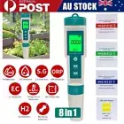 8 in 1 LCD PH/ORP/EC/TEMP/SALT/S.G/TDS/H2 Pool Water Digital Tester Pen Meter AU
