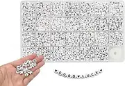 FJGSXHOME 1200 Pieces White Round Acrylic Alphabet Letter Beads A-Z and Heart for Jewelry Making Bracelets Necklaces Key Chains and Kids Jewelry Each Letter Included (, acrylic, Boxed Beads-1200pcs, 7x4mm)