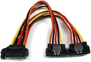 axGear 15-Pin Male to 2X 15-Pin Female SATA Power Cable Splitter with Metal Clip