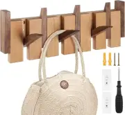 Wooden Coat Rack Wall Mounted, Piano Wall Coat Rack with 6 Hooks, Entryway Wall