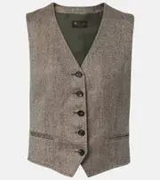 [Loro Piana] Loro Piana Teodoro chevron linen vest AU 18 brown