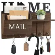 Key Holder Wall Organizer And Mail For Rustic Wooden With Shelf 7 Hooks Space