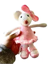Mouse Ballerina Crochet Doll PLUSH Stuffed Amigurumi TOY handmade By Granny 6"