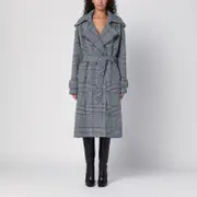 [Dolce & Gabbana] Houndstooth wool checked coat 42 IT Grey