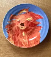 NEW Anthropologie Furry Friends Carole Akins Bianca Dog 8.25" Dessert Plate