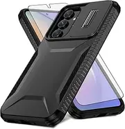 [Asuwish] Phone Case for Samsung Galaxy A54 5G with Tempered Glass Screen Protector and Slide Camera Cover Slim Rugged Hybrid Shockproof Protective Cell A545G A 54 54A 4G G5 SM A546U Women Men Black