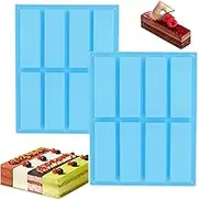 2PCS Rectangle Granola Bar Silicone Moulds, Cereal Bar Maker for Chocolate Truffles, Bread, Brownie, Cornbread, Cheesecake, Butter Mold (Blue)