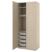PAX / BERGSBO wardrobe combination, grey-beige/grey-beige, 100x60x236 cm