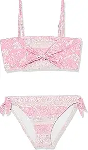 [BILLABONG] Girls' Day Dreamer Knot Bandeau Two-Piece Swim Set (Little Big Kids), Paradise Pink, 4