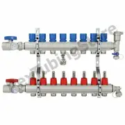 8-Branch PEX Radiant Floor Heating Manifold Set - Brass, for 3/8” 1/2” 5/8” PEX