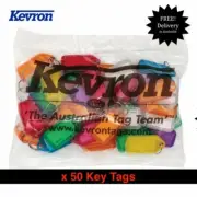 Bulk Office Key Tags Bag Of 50 MIXED Plastic KEVRON Click Key Rings-FREE POST