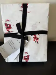 West Elm Skiing Santa king size sheet set new
