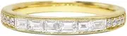 [HEARTS AND YOU] 1ct Wedding Band Emerald Cut Moissanite Half Eternity Design Yellow Gold Plated
