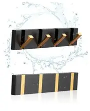 2 Pack，Waterproof Bathroom Towel Hooks Wall，Foldable Black Gold Wall 4 Hooks