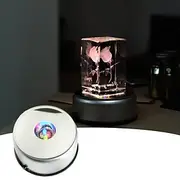 4LEDs Luminous Base Light Crystal Glass Transparent Objects Display Laser Colorful Round Stand Base for Cocktail