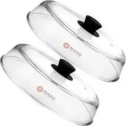 [Mikro Innovations] Dual Pack Borosilicate Glass Microwave Cover - Clear, Snap Closure, Modern, Transparent, Dishwasher Safe