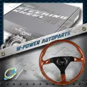 W-Power Reinforced Brown Galaxy Classic Wood Matt Black Spoke 14" Steering Wheel