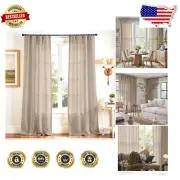 Stylish Extra Long Light-Filtering Curtains - 108'' Taupe Linen Blend Drapes