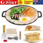 AU STOCK Cast Iron Induction Crepes Pan Baking Cookie Pancake Pizza Bakeware.
