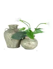 [Willow & Silk] Metal Antique Hammered Urn Planter With Handles 35.5cm in Gold