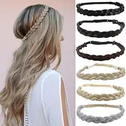 Yamel Braid Headband Adjustable Braided Hairband Mix Light Blonde Headbands for Women Synthetic Hair Plait Hairband Braided Headband Elastic