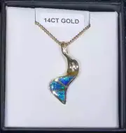 Solid Opal Inlay Pendant, Freeform, 14K Yellow Gold , Australian Opal