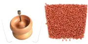 Wooden Bead Spinner 4.5" Diameter, 2 Beading Needles, 25 Grams Red Seed Beads