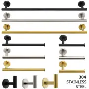 Black/Brushed/Gold/Chrome Towel Rail Rack Toilet Paper Holder Robe Hook Round
