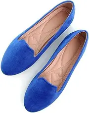 [SAILING LU] Women Round Toe Flats Comfortable Fashion Ballet Flat Shoes for Women Dressy Slip-ons Loafers, Round Toe-sapphire Blue, 9