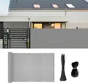 Balcony Privacy Screen Cover, 3ftx16.4ft Outdoor Shield Mesh Windscreen, UV-Resistant Sun Shade Fence for Porch Deck Patio Backyard With Cable Ties (Light Grey)