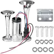 Mandark 12V 135DB Car Air Horn, Super Loud Vehicle Dual Trumpets Speakers with Air Compressor, Waterproof Automotive Accessories for Any 12V SUVs, Trucks, Lorries, Pickups, Vans（Silver）